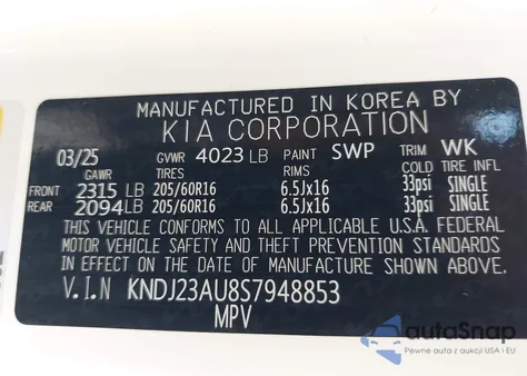 2025 Kia Soul S z USA, uszkodzony, nr VIN KNDJ23AU8S7948853